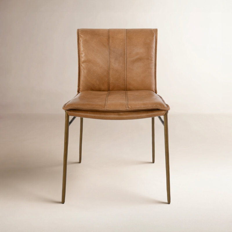 Chaise d'appoint en cuir Mayer, Tanné