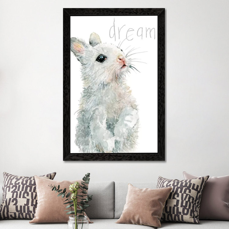 Forest Fur Baby Bunny by Carol Robinson - Floater Frame Painting on Canvas, 152.5 cm H x 101.5 cm W, Black