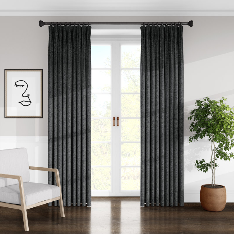 Rideau simple obscurcissant à plis abstraits, l 50 po x L 120 po, Chocolat