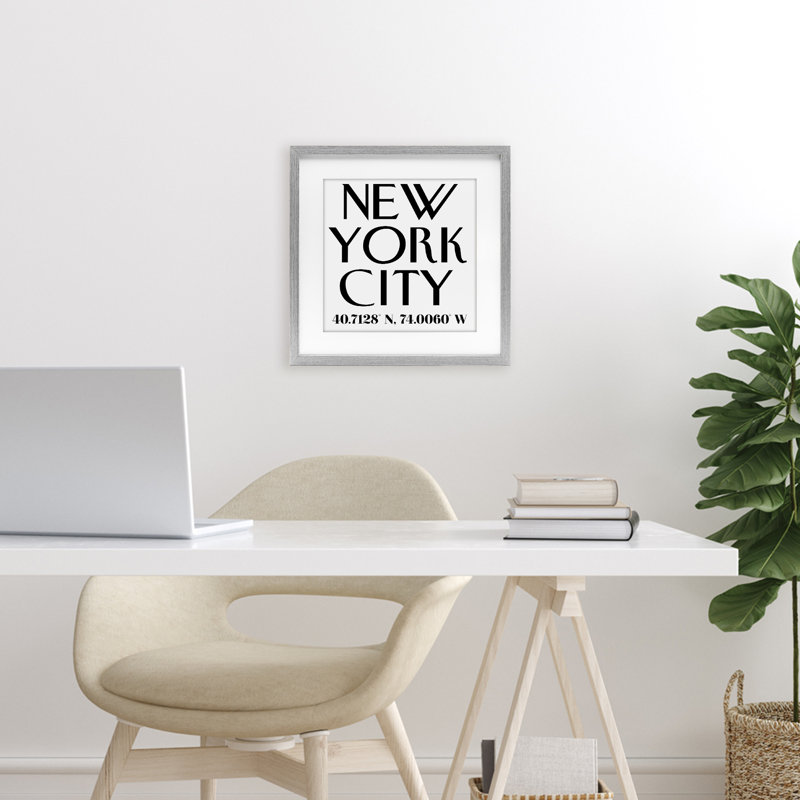 Impression urbaine coordonnée sous verre Urban NYC, conception par Annabelle Hall, H 13 po x l 13 po, Cadre de ferme gris