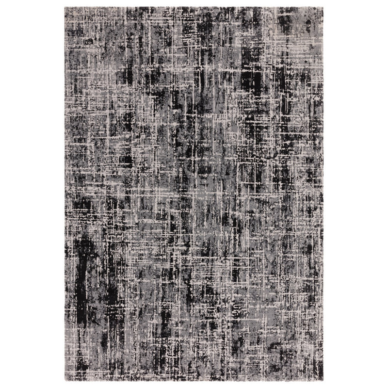 Abstract Black Luxurious Modern,Easy To Clean Rug For Bedroom & Living Room, Rectangle 160 x 230cm, Chenille/Cotton