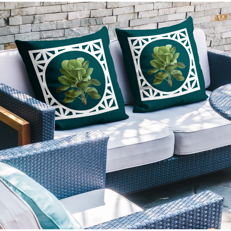 Housse et insert de coussin carré intérieur / extérieur , L 15 po x H 15 po, Émeraude