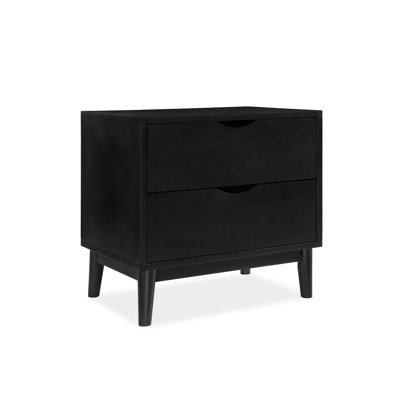 2-drawer Nightstand With Solid Wood Base
