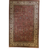 One-of-a-Kind Oriental Hand-Knotted Wool Coral/Blue/Cream Area Rug