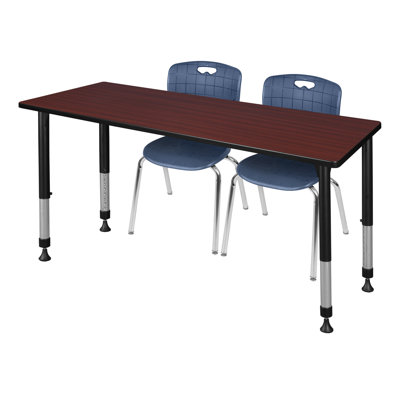 Regency Kee Adjustable Classroom Table & 2 Andy 18 in. Stack Chairs