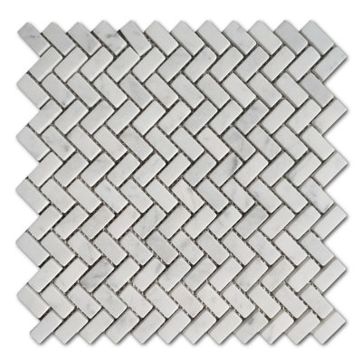 11" x 11" Marble Herringbone Mosaic Wall & Floor Tile