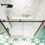 Porte de baignoire coulissante, verre trempé 5/16 po, noir mat, porte de douche noire haute technologie pour baignoire, sensation confortable-126759351