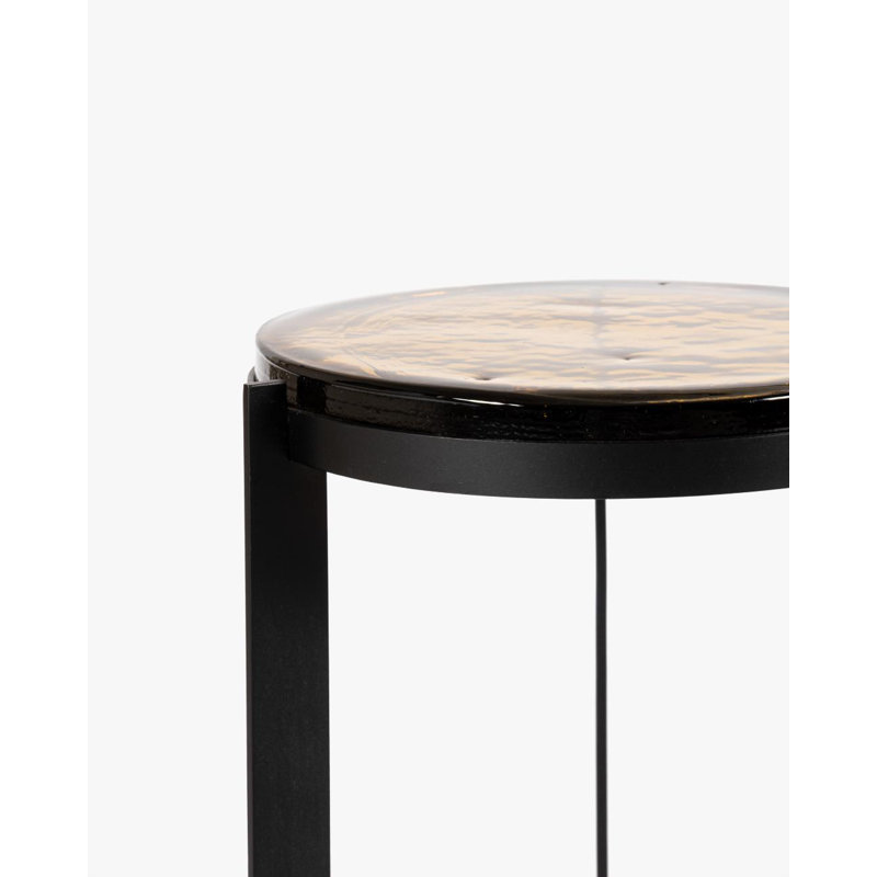 Table d'appoint en verre coulé Bowden | Verre ambré et fer moderne, Cast Glass, Bronze