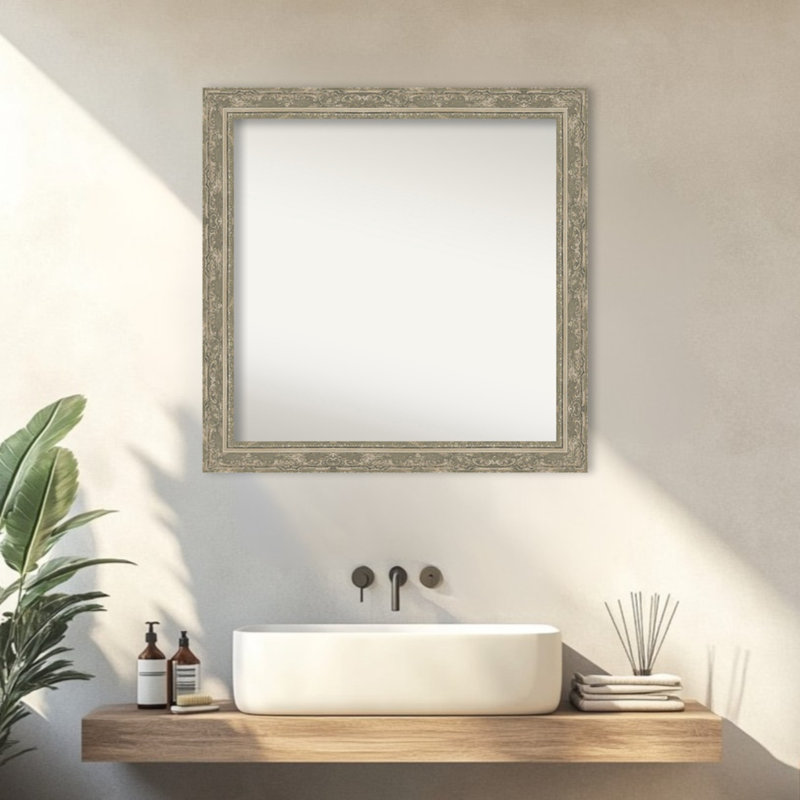 Miroir mural de salle de bain Filigree, Argent argent, 30,5 po x 30,5 po