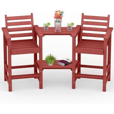 Ensemble de chaises hautes en PEHD Adirondack avec plateaux doubles amovibles (ensemble de 2)