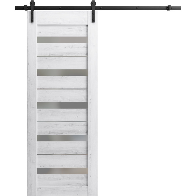 Porte de grange en bois givré Quardo, 42 po x 96 po, Blanc