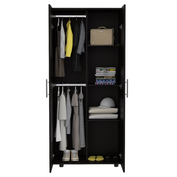 Tera Armoire, Four Shelves, Double Door Cabinet, Four Legs, Metal Hardware, Rods