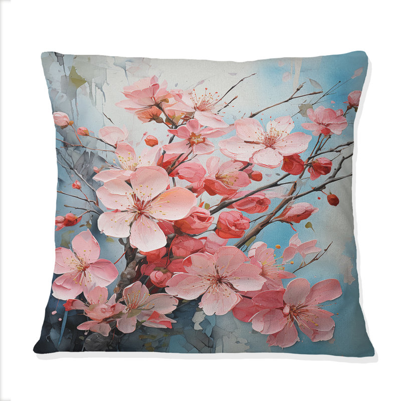 Coussin rose imprimé "Apple Blossom Collage III"