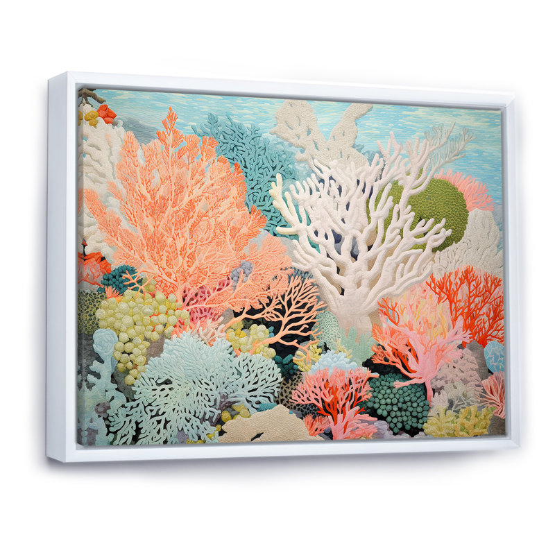 «Colorful Coral and Anemones Scenery I - Coastal Coral Under Water», reproduction d'art sur toile encadrée