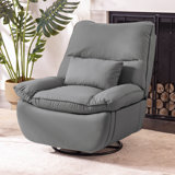 33'' Wide Contemporary Swivel Rocker Manual Recliner Chair With USB Charger & Storage Pocket – Plush Cushioned, 270° Rotation"