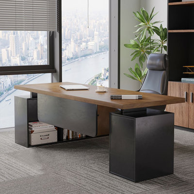 Bureaux rectangulaires en bois massif noyer