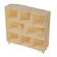Bois de pin, 8 rangements, livres, boîtes de décoration, conception de compartiment optimisée, construction verticale, bibliothèque arrière optionnelle, tablettes fixes, fonctionnalité Space Cross, pour inclinaison murale