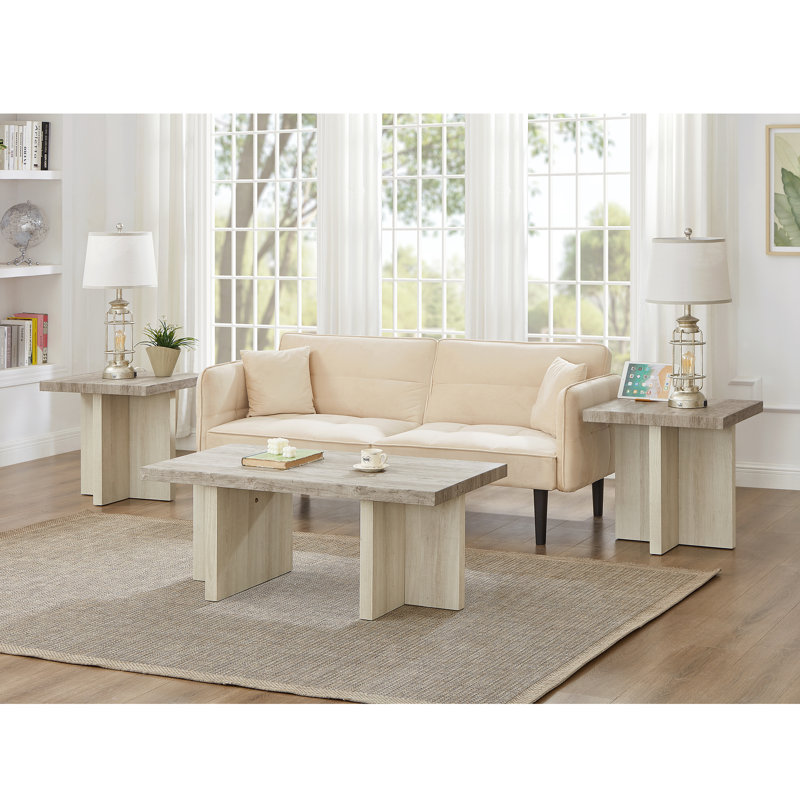 Ensemble de 3 tables basses, tables basses et 2 tables de bout Breunig, Gris/beige