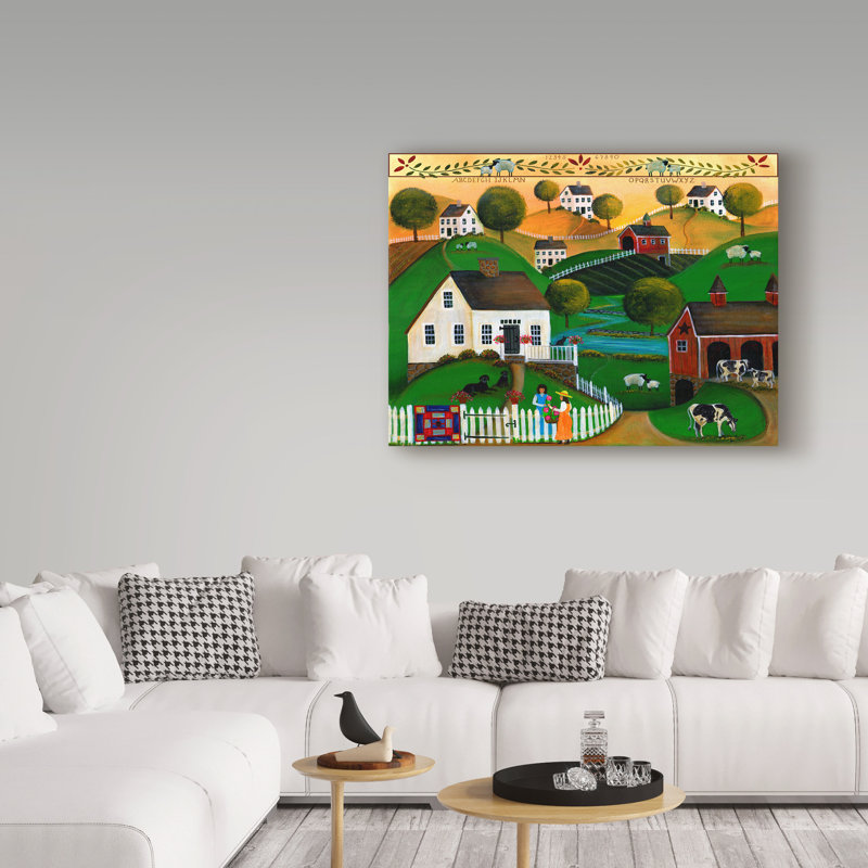 «May Your Home Be Blessed With Many Friends» par Cheryl Bartley, reproduction sur toile, H 14 po x l 19 po x P 2 po