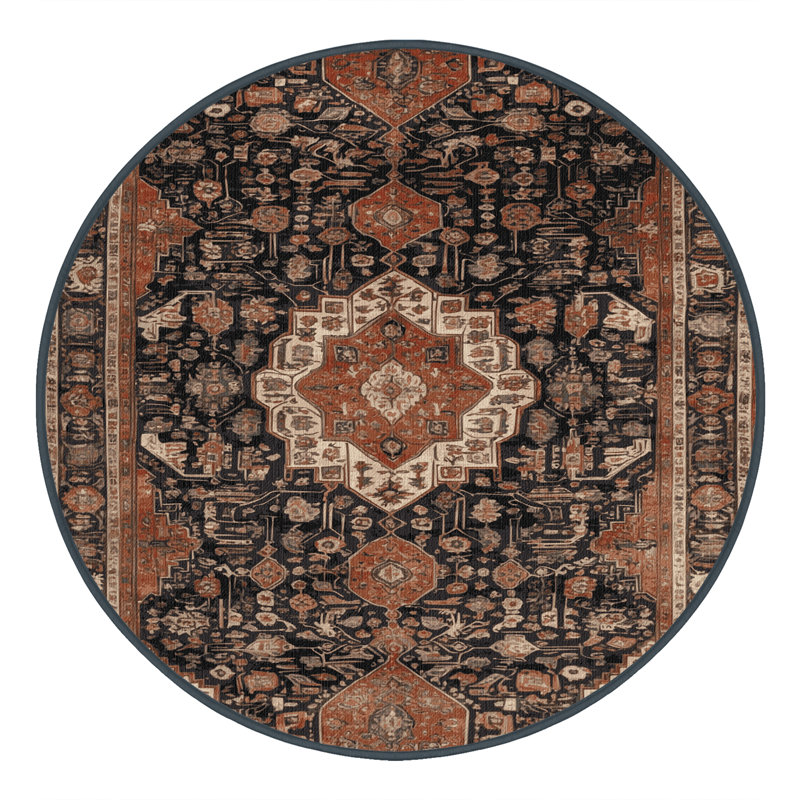 Tapis brun lavable à la machine, Rond 5 pi