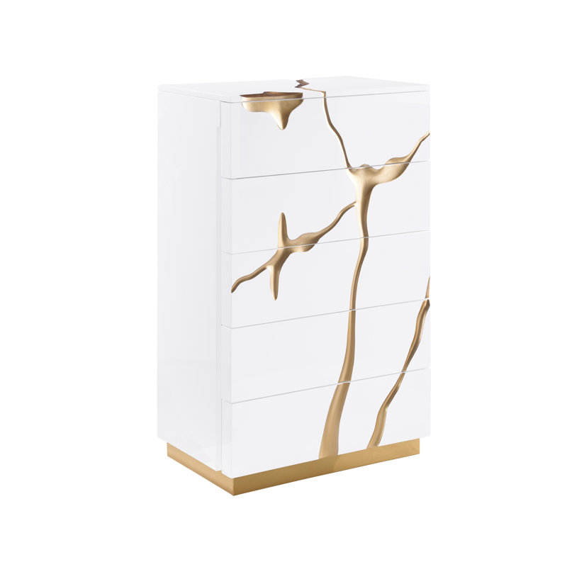 Commode 5 tiroirs Milan, Blanc