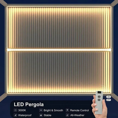 Purple Leaf Pergola LED Light Strip Replacement - Compatible with White 12'x 16' Louvered & Gray Hardtop Gazebo, Waterproof, Remote Controlled On/Off. (A Lighting Accessory, Not a Pergola)