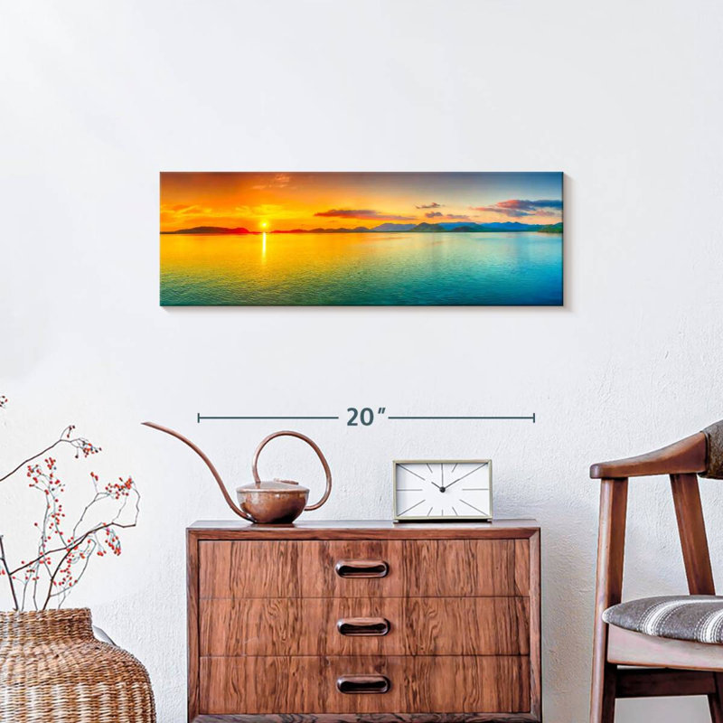 Paysage, plage sur toile, H 8 po x l 24 po x P 1 po
