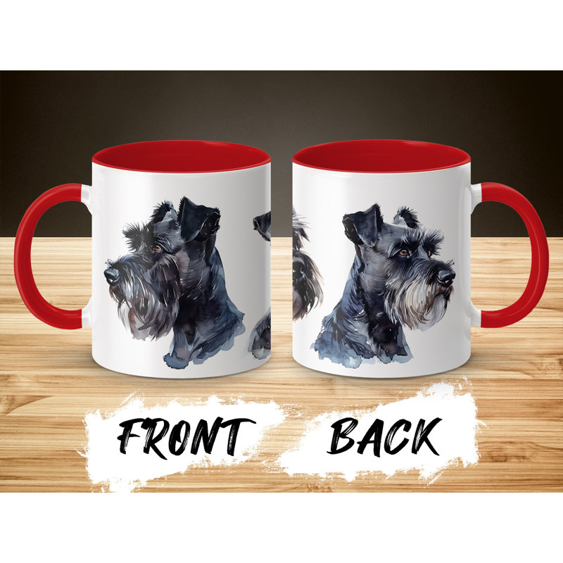 Elegant Schnauzer Watercolor Art 11oz Coffee Mug, 3, Red