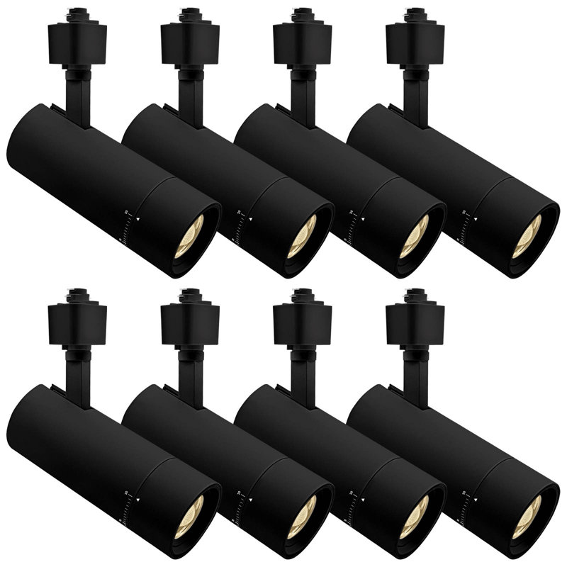 Luxrite 2,5 po Éclairage sur rail à DEL Zoomable, 5CCT, CRI90, 15 W, 1050LM, à intensité variable, inclinaison 358 ° + 90 ° et faisceau 20 ° -50 °, éclairage sur rail H, ETL, paquet de 8 noir