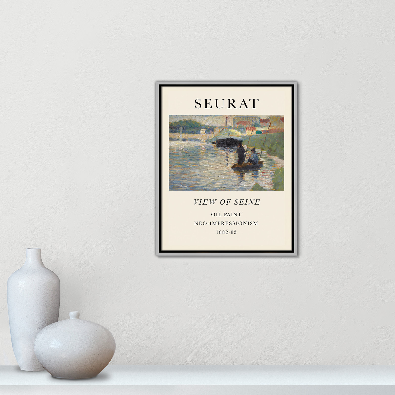View Of Seine by Georges Seurat, No, 21.5" H x 17.5" W x 2" D, Silver Floater Frame