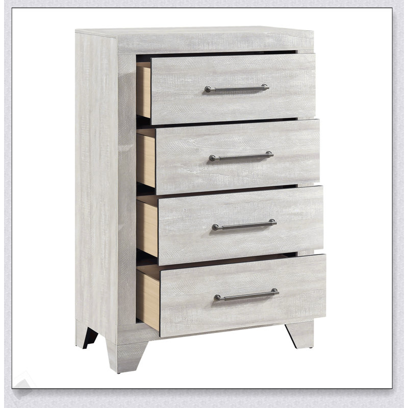 Commode de rangement contemporaine à 4 tiroirs en chêne gris pour une organisation et un style de chambre à coucher modernes