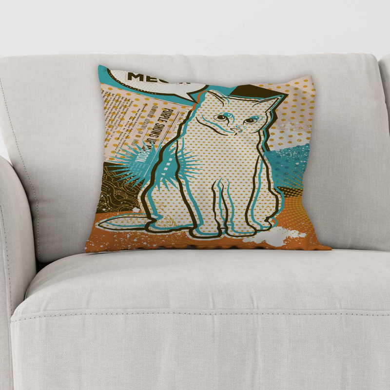  Housse et insert de coussin carré d'extérieur Pop Cat, 18" x 18"