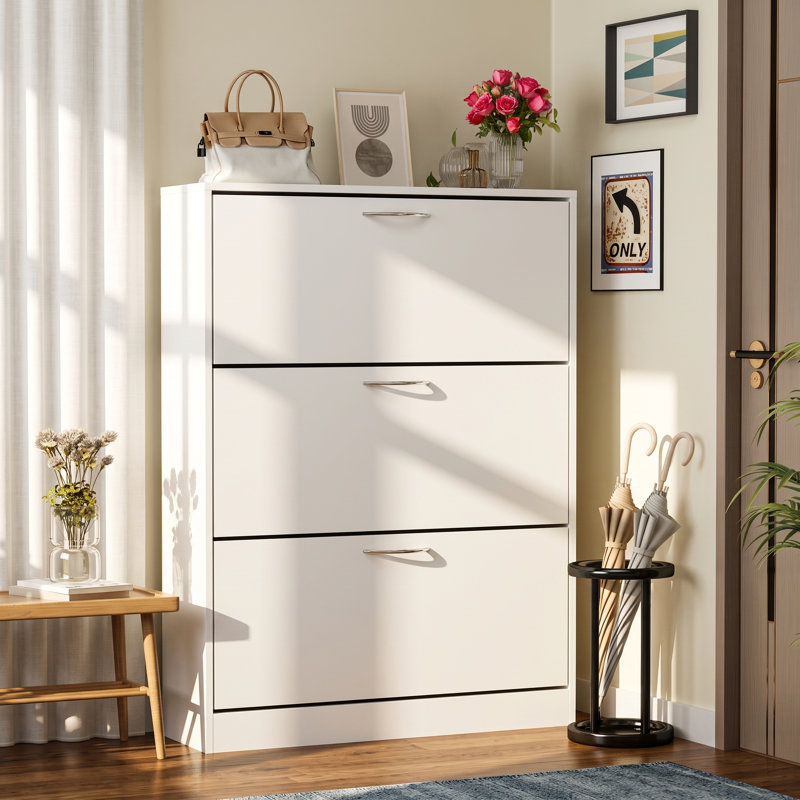 47.2'' H 18 Pair Shoe Storage Cabinet, White