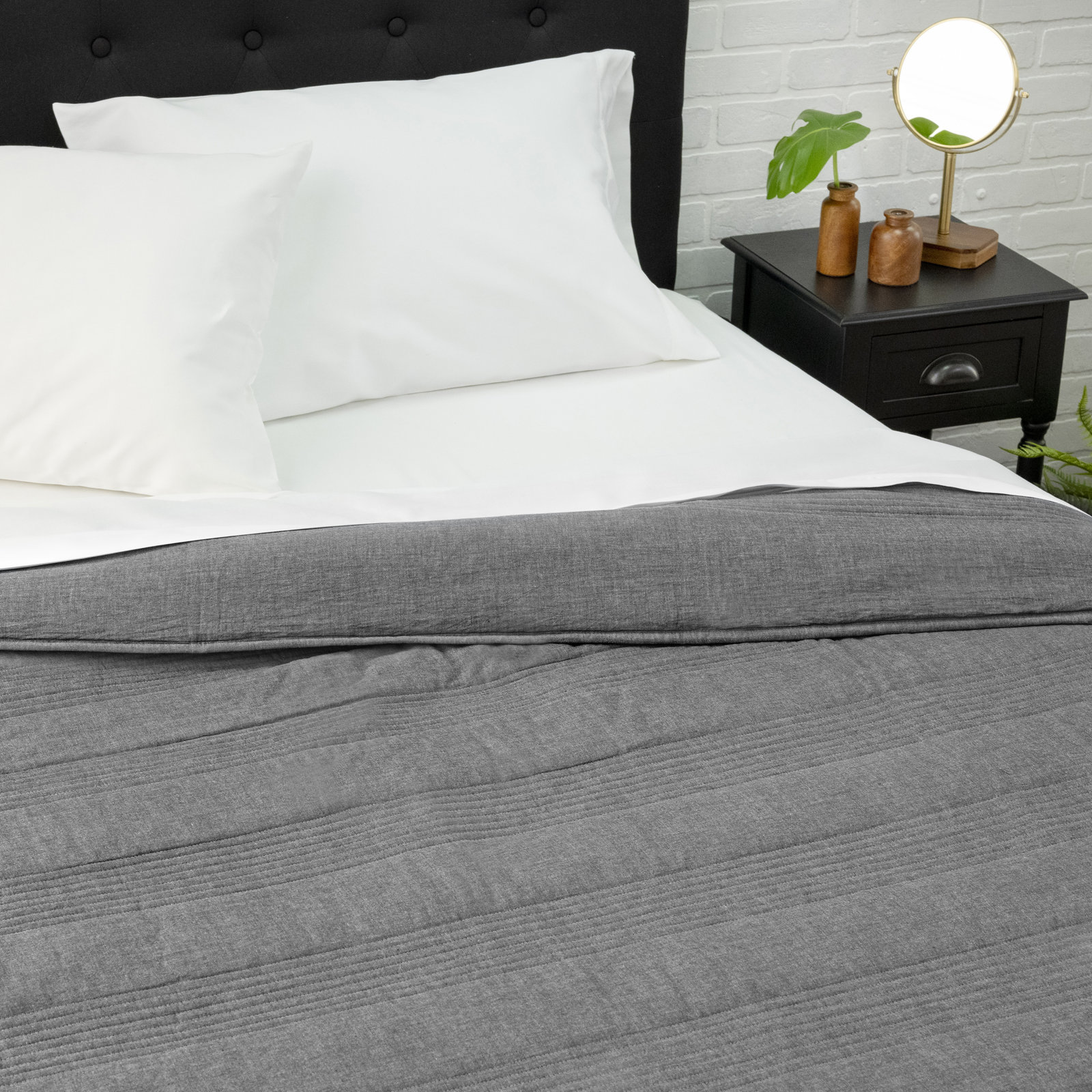 Johnson Cotton Coverlet Set, Gray, King Coverlet