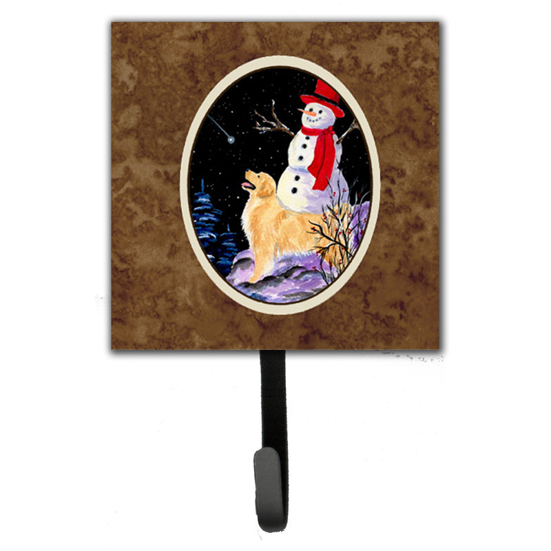 Crochet mural golden retriever avec bonhomme de neige