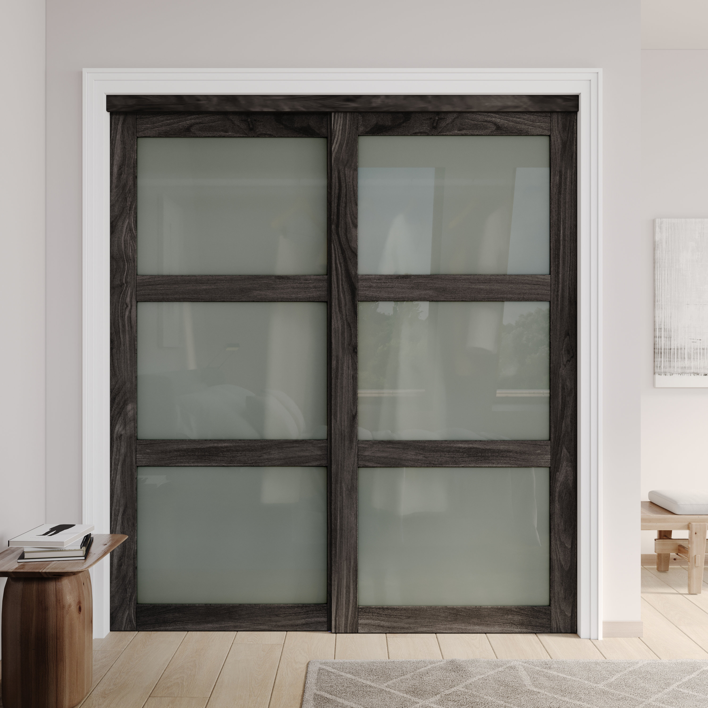 ARK DESIGN Solid + Manufactured Wood Sliding Closet Doors With Installation Hardware Kit | Wayfair