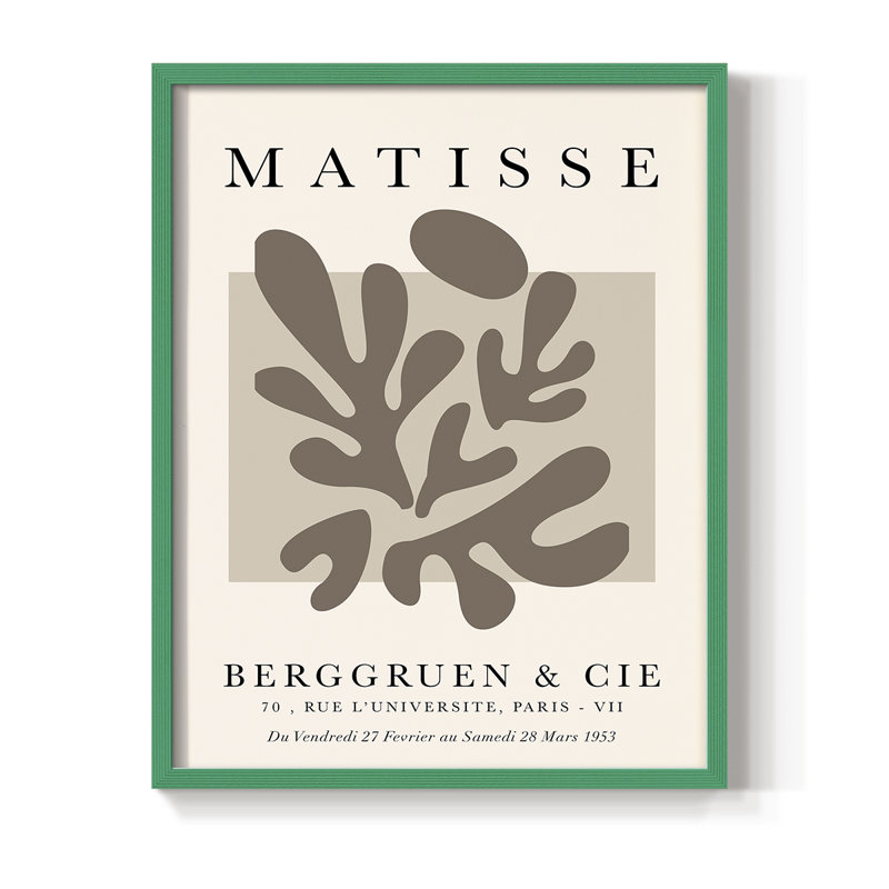 Matisse CC XXV III, reproduction encadrée - bois massif, Vert, H 10 po x l 8 po
