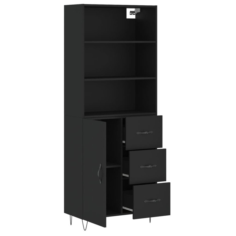 Michonne 180cm H x 69.5cm W Standard Bookcase, Black