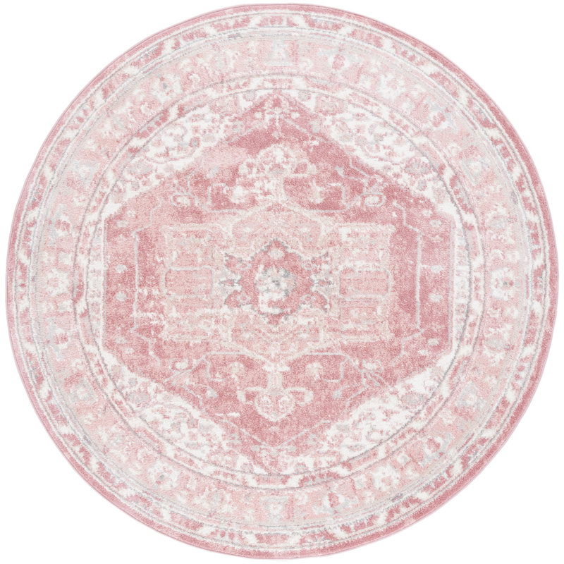 Tapis ivoire / gris Lowrey, Rond 6 pi 7 po