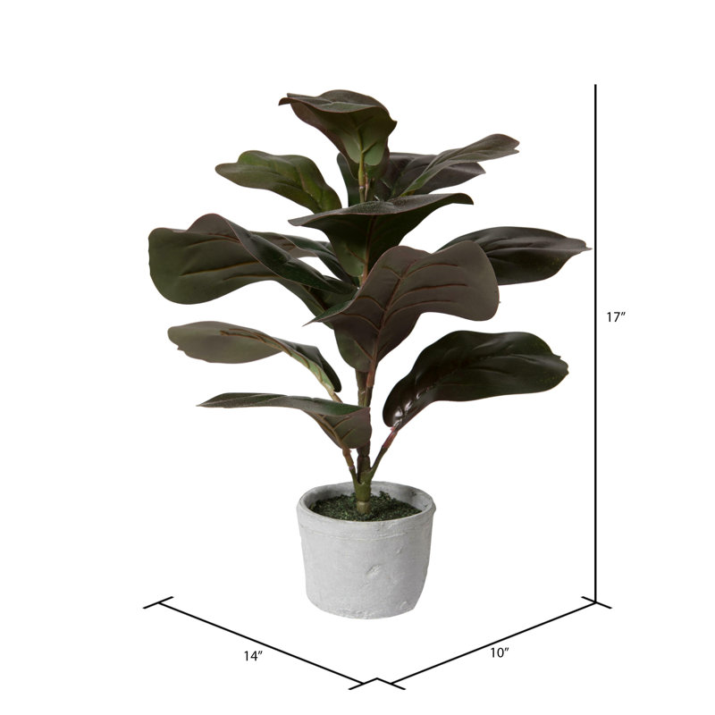 17'' Faux Plant in Pot, Dark Green