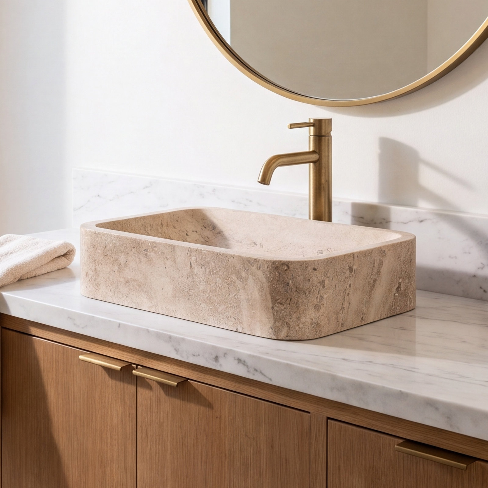 Ojinaga Marble Rectangular Vessel Sink