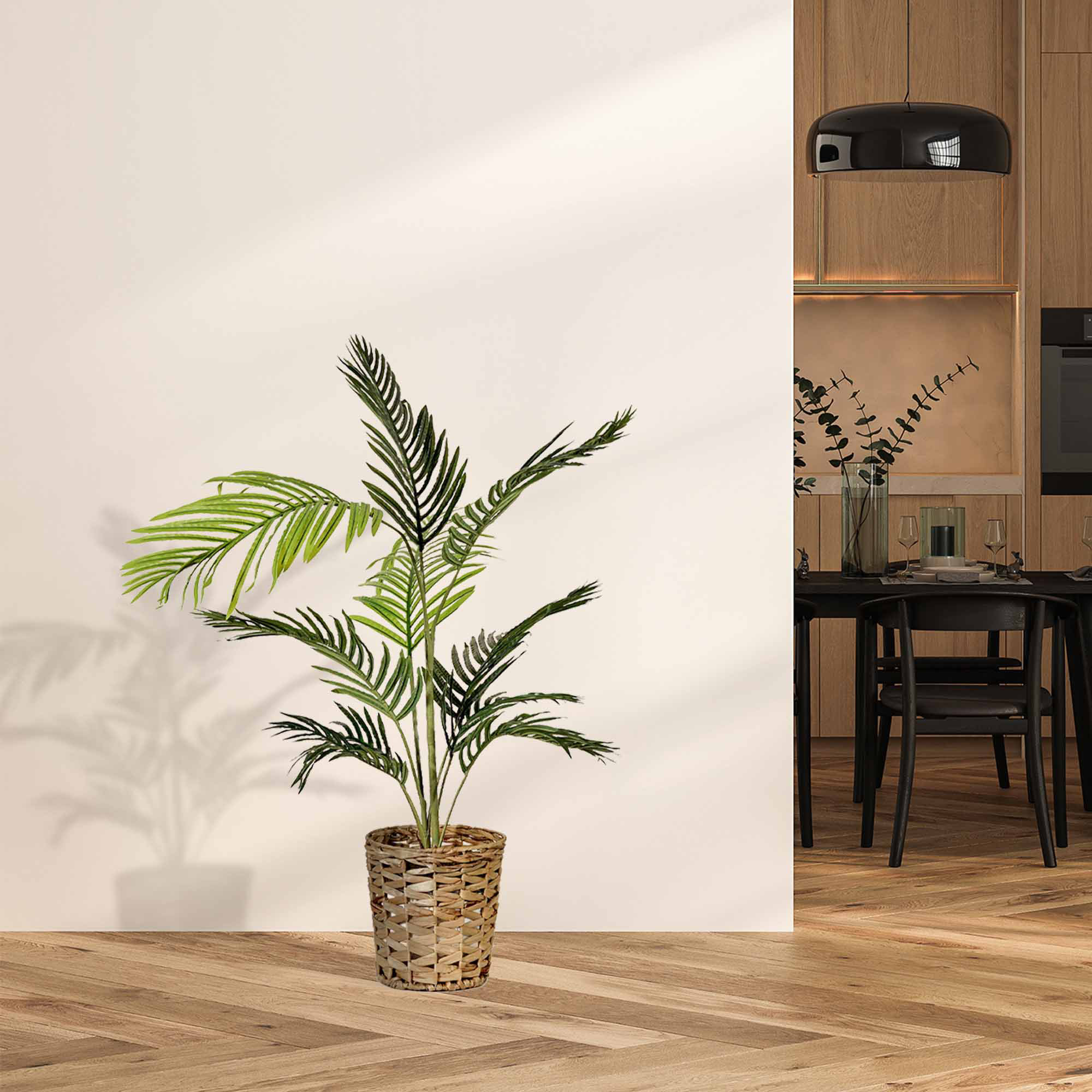 Primrue 48'' Faux Palm (Woven Basket) Tree in Hyacinth Woven Basket