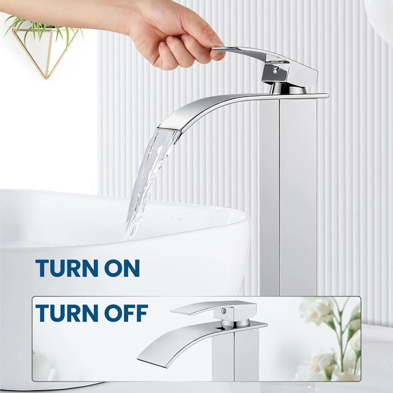 Vessel Sink Bathroom Faucet with Drain Assembly, Chrome