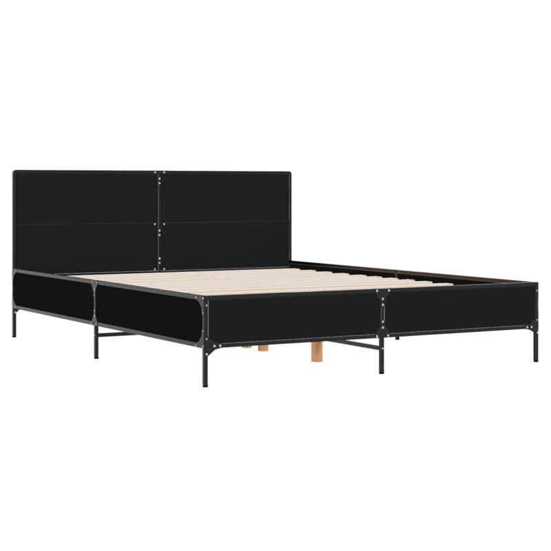Adamek Bed, Black, European Kingsize (160 x 200 cm)