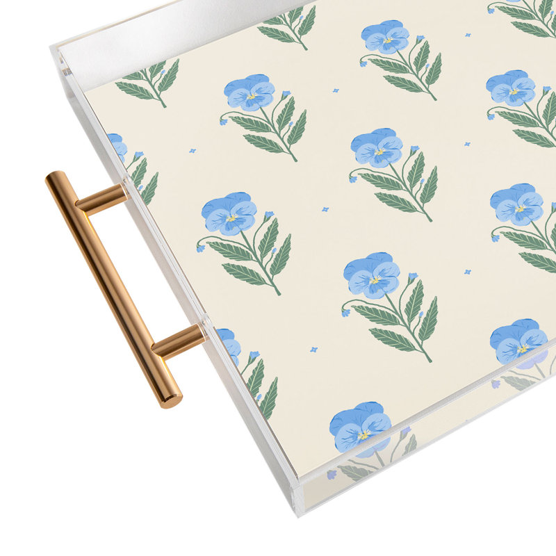 Plateau en acrylique Cassidy Rae Marietta, Floral, Crème, crème