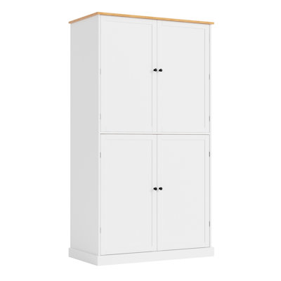 40.2X20x71.3Inch High Freestanding Kitchen Pantry Large Cupboard Storage Cabinet With 2 Drawers, 2 Adjustable Shelves, 8 Door Shelves For Kitchen, Dining Room,White