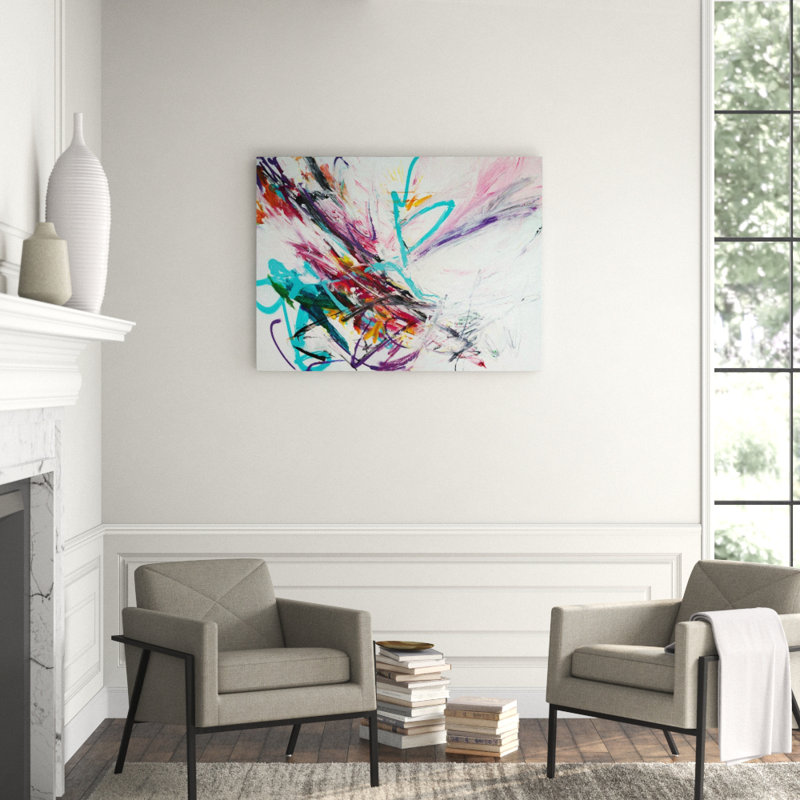 Abstract Print by John Beard, Black Framed Canvas, 30" H x 40" D x 1.75" D