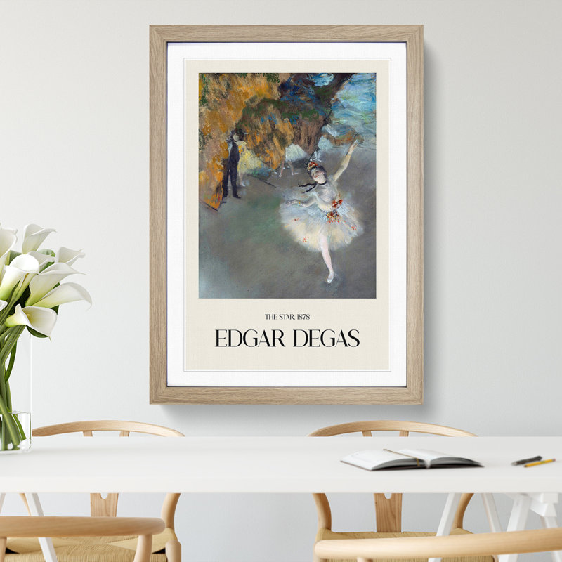 The Star Ballet Ballerina Dancer by Edgar Degas - Picture Frame Painting, Oak Framed, 36cm H x 27cm W x 2cm D