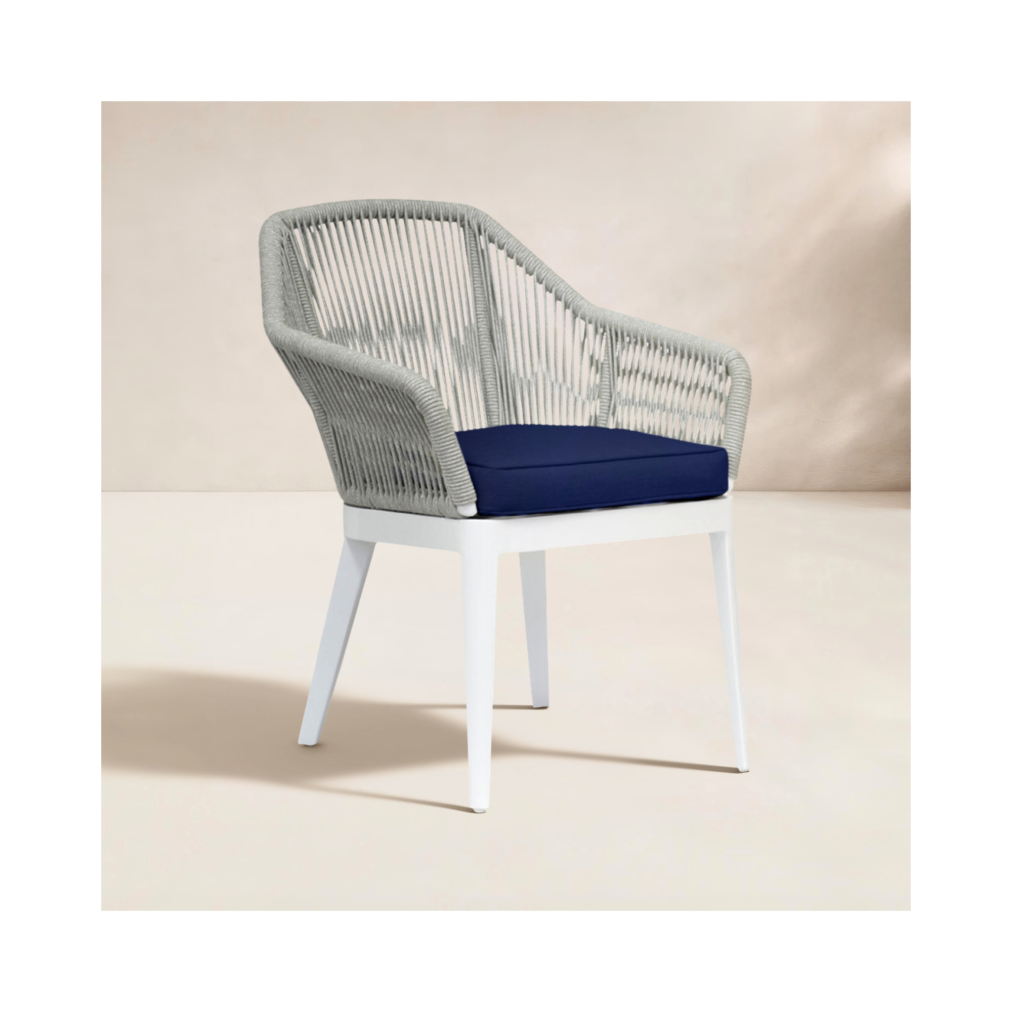 Renfri Premium All-Weather Wicker Outdoor Dining Armchair with Sunbrella® Cushion, Echo Midnight Sunbrella®