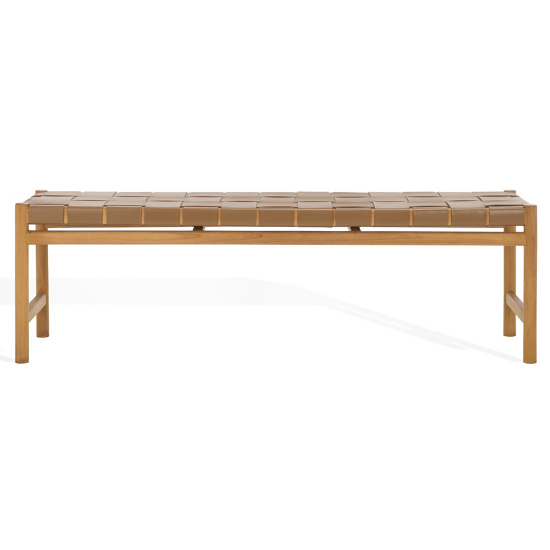 Devnie Woven Leather Bench, Brown, Natural